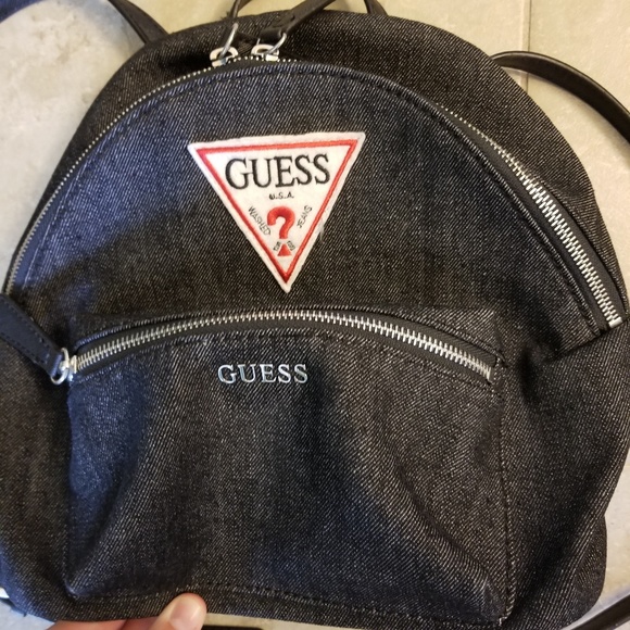 Guess Denim Dark Wash Vintage Looking Backpack - Picture 3 of 7